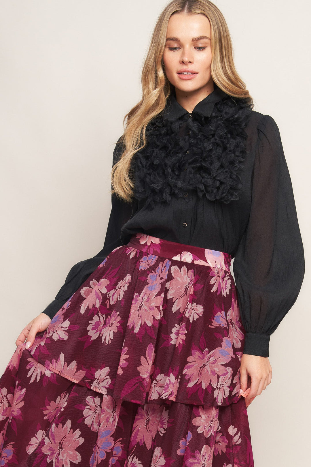 GARDEN ROMANCE WOVEN MAXI SKIRT