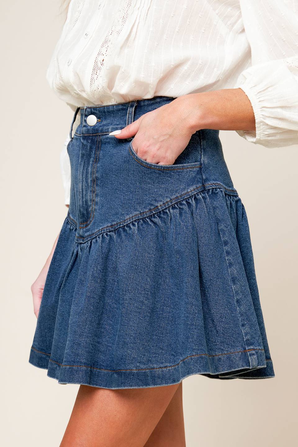 FENICIA INDIGO DENIM MINI SKORT