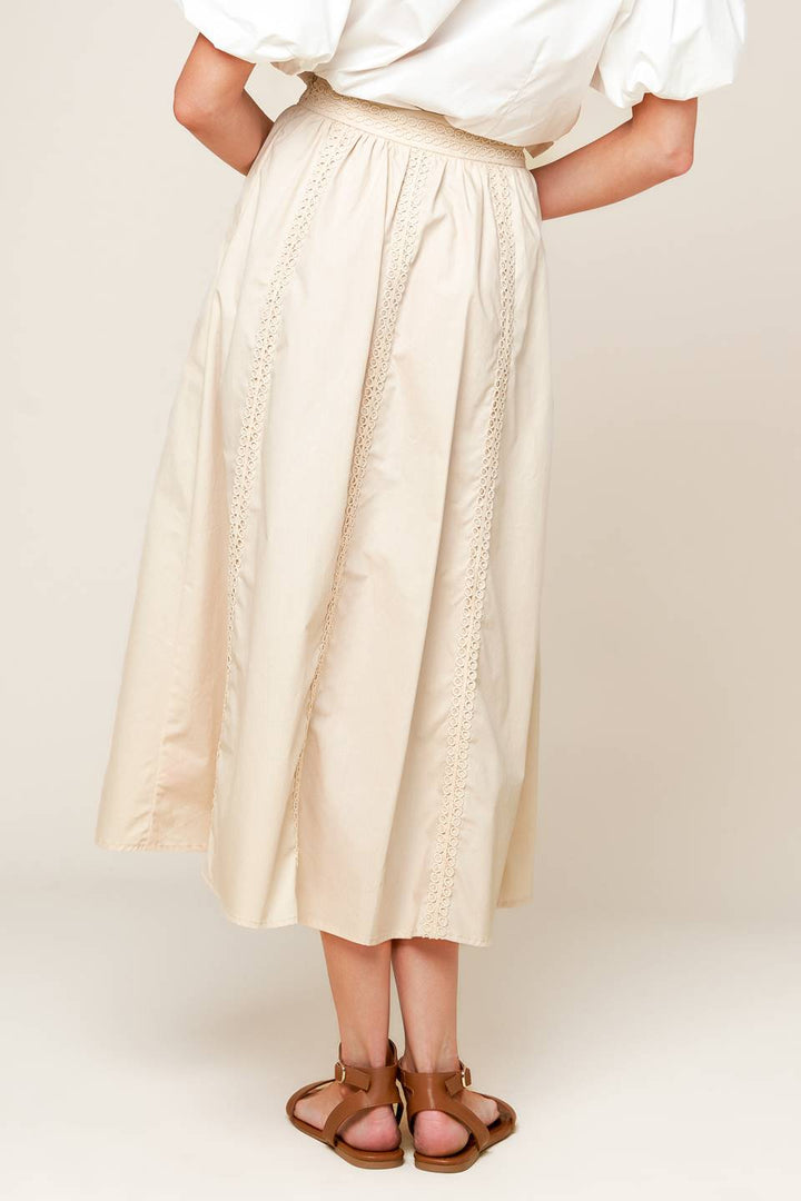 LAYTON CREAM WOVEN MIDI SKIRT