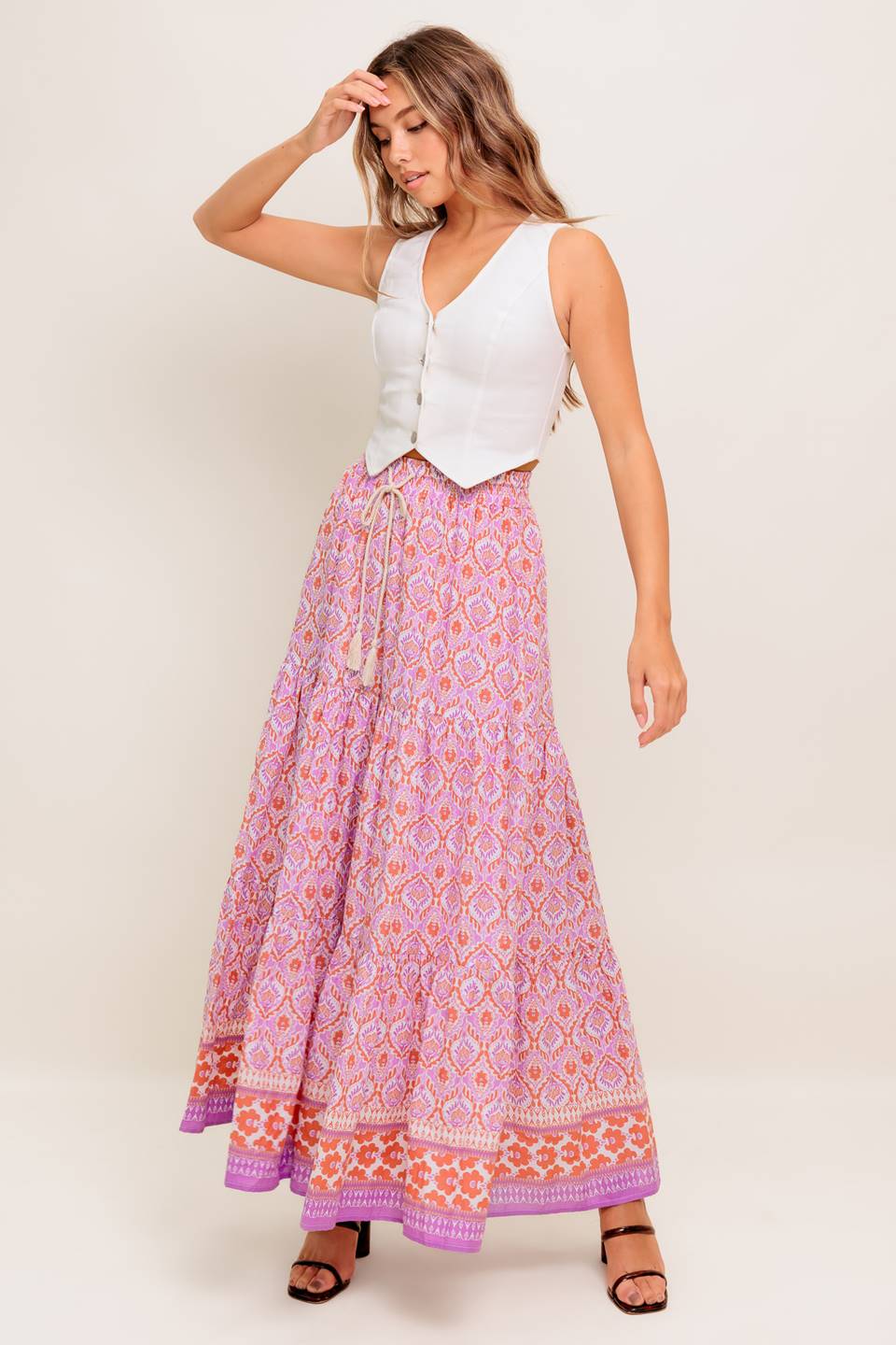 WHISPERING LAVENDER WOVEN MAXI SKIRT