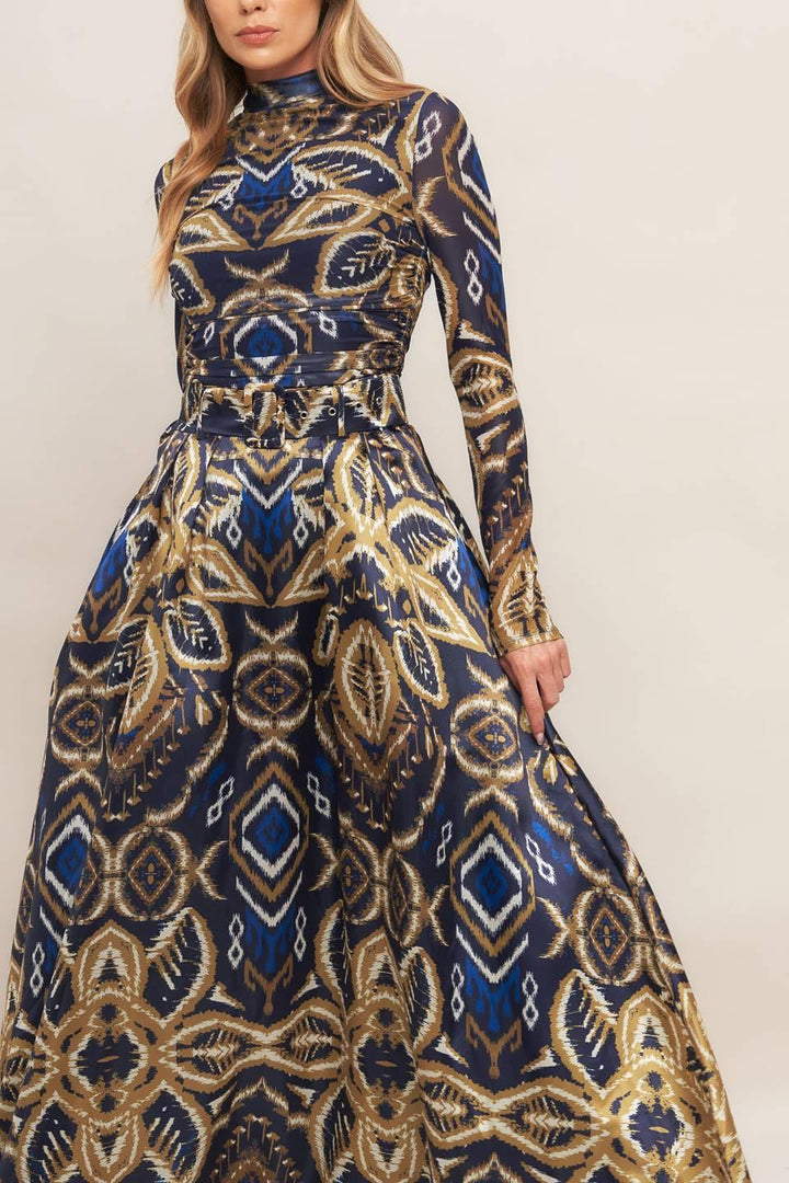 NIGHTFALL DRAPE WOVEN MAXI FULL SKIRT