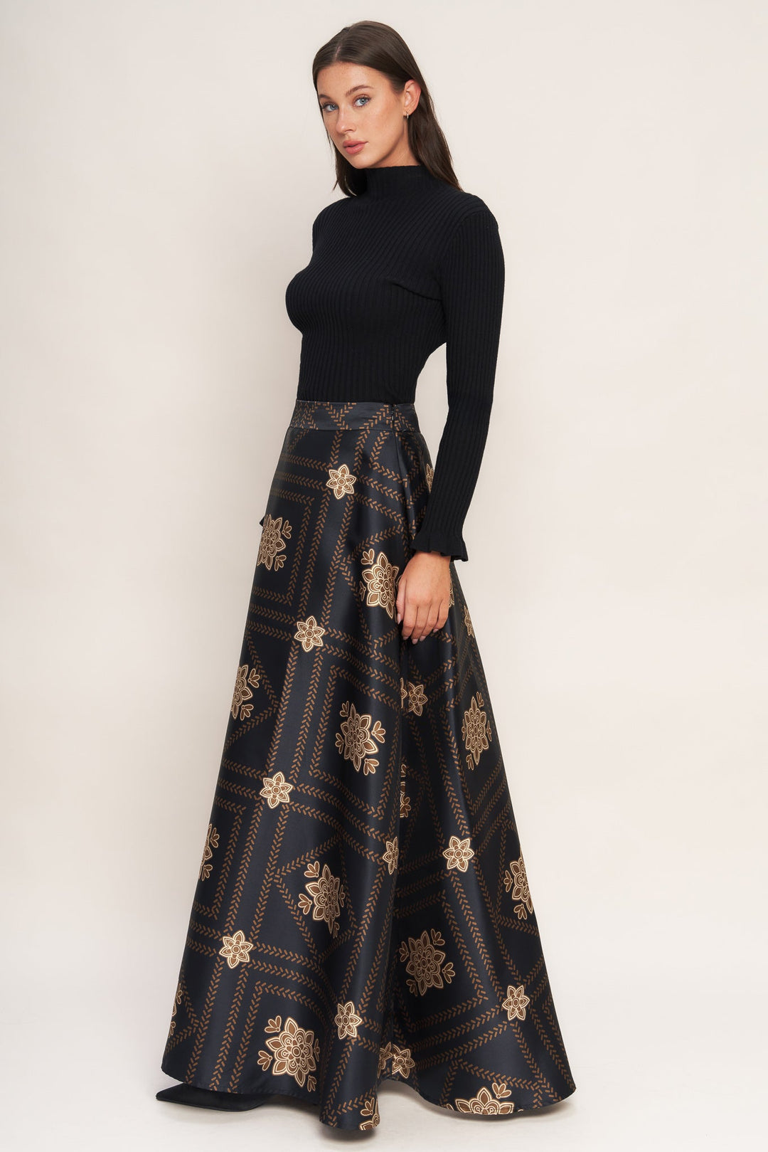 ORNAMENTAL NIGHTS WOVEN MAXI CIRCLE SKIRT