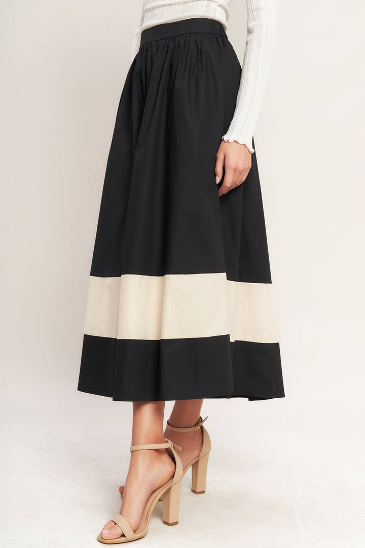 GALLERY CONTRAST FULL MIDI SKIRT