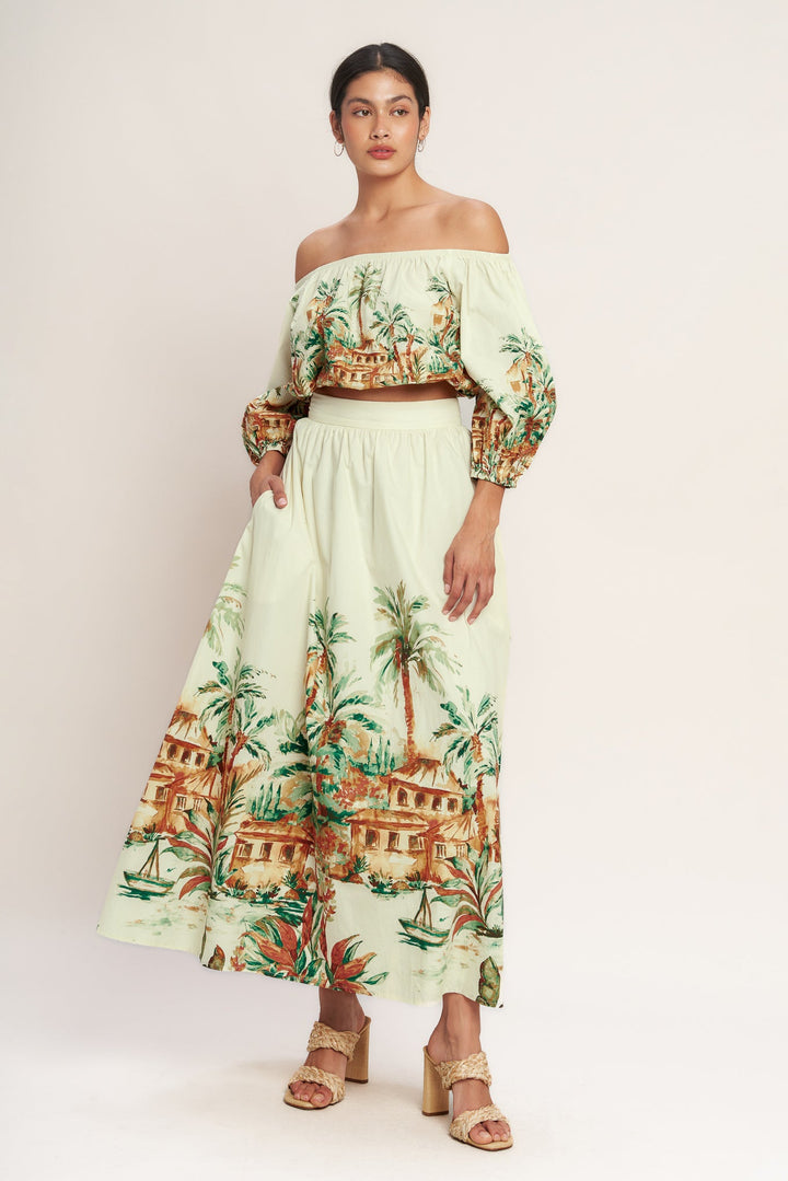 ISLAND TIME ONLY WOVEN MIDI FULL SKIRT
