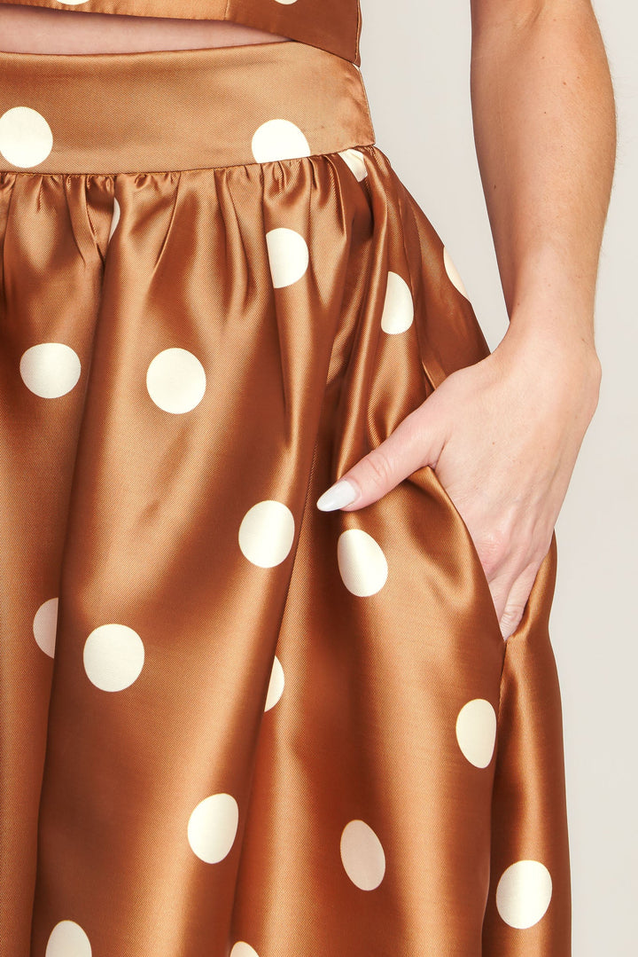 CHIC POLKA FLOW WOVEN FULL MAXI SKIRT