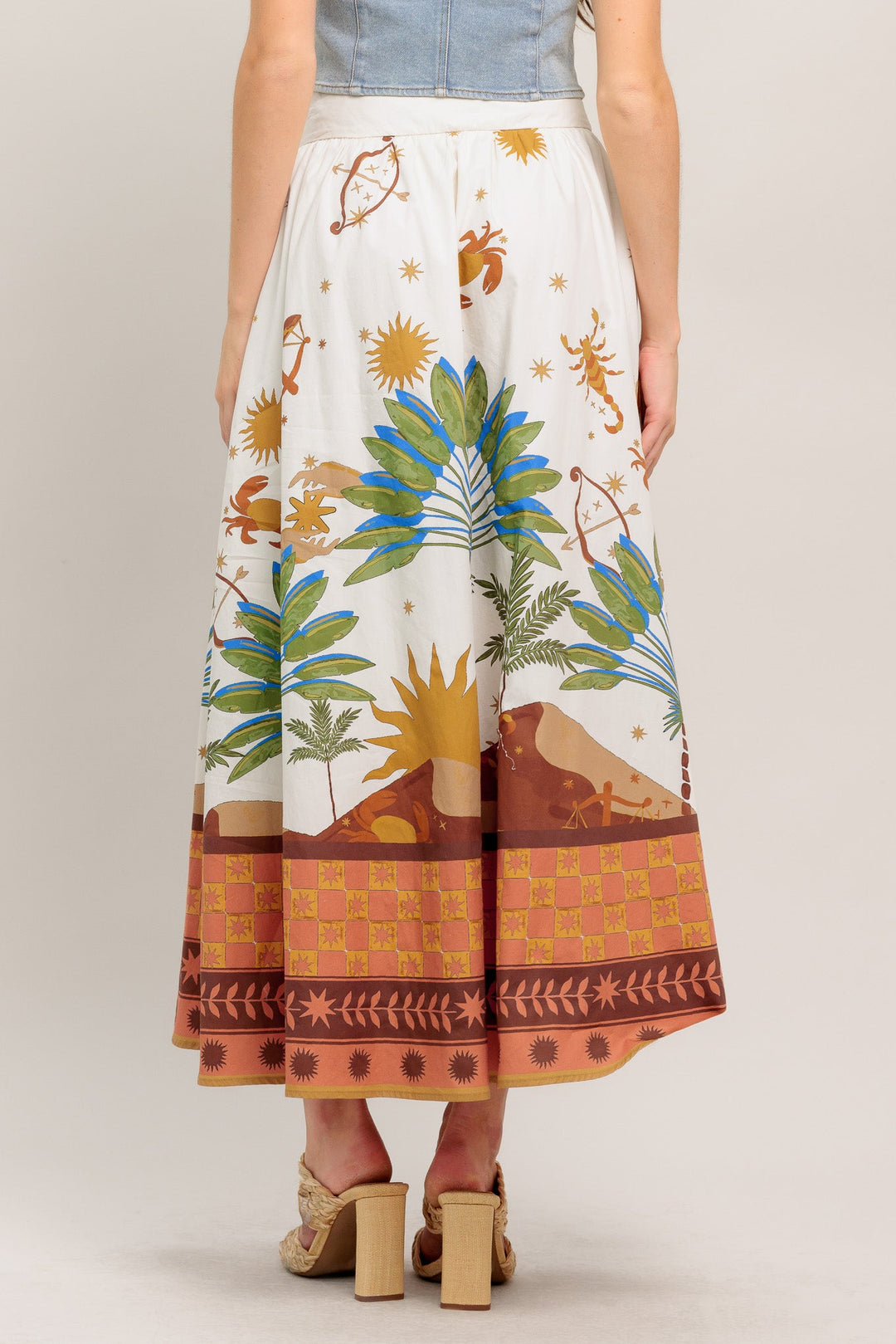 SUNLIT GARDEN WOVEN FULL MIDI SKIRT