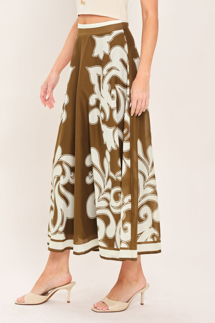 COFFEE CREAM BORDER CIRCLE SKIRT