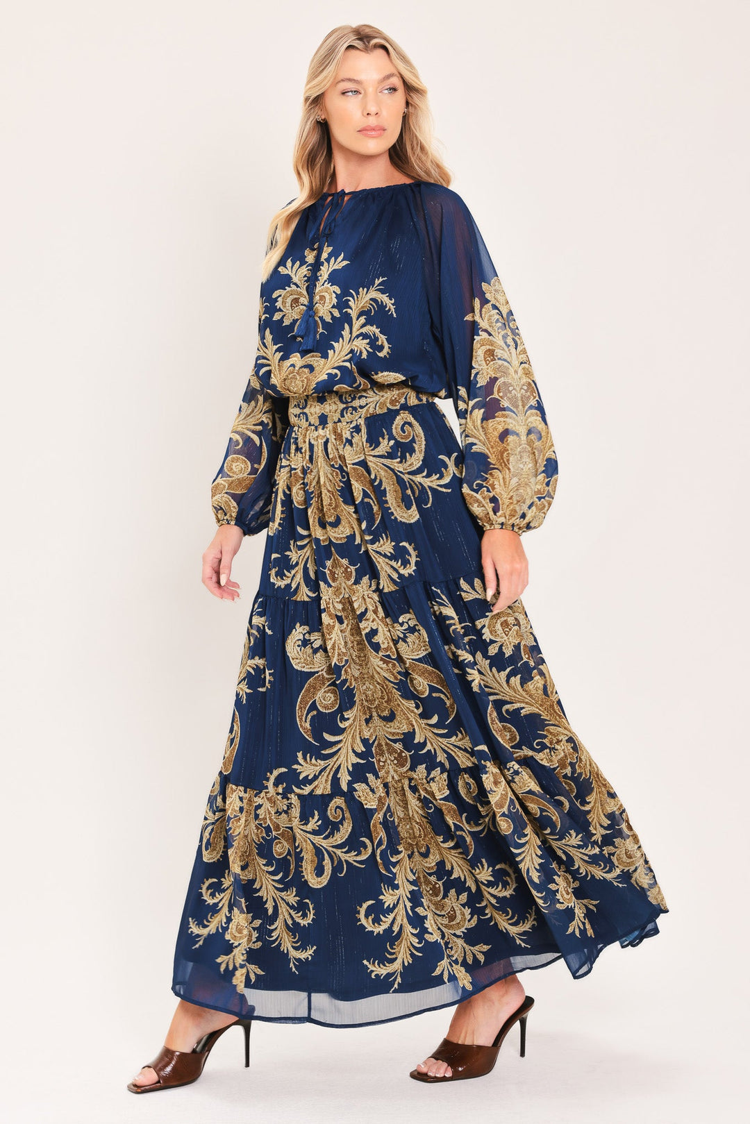 MIDNIGHT HERITAGE FLOW WOVEN MAXI SKIRT