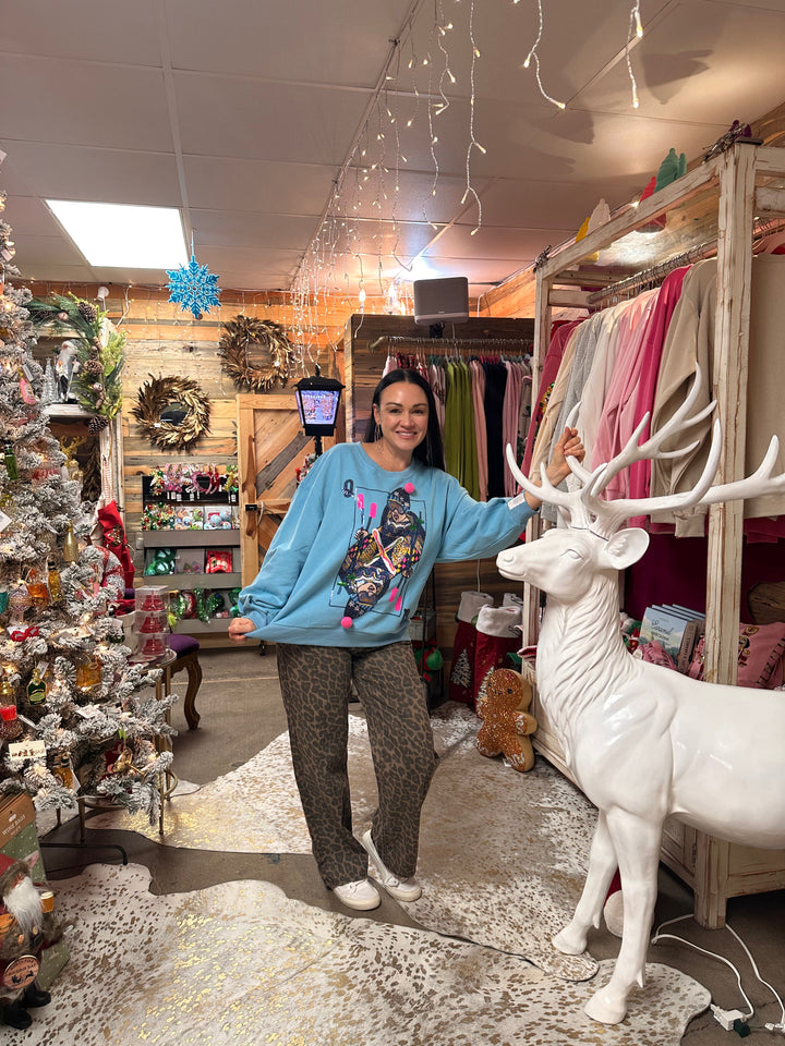 Queen of Sparkles Aqua Ski QOS Card Sweatshirt