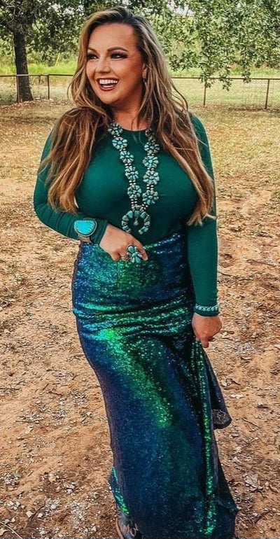 Excalibur Mermaid Sequin Maxi Skirt