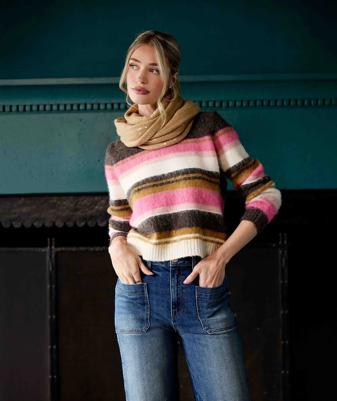 KUT FROM THE KLOTH | ELVIRA STRIPED PULLOVER SWEATER