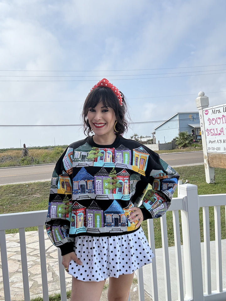 Queen of Sparkles Black Multi Nola Porches Sweatshirt