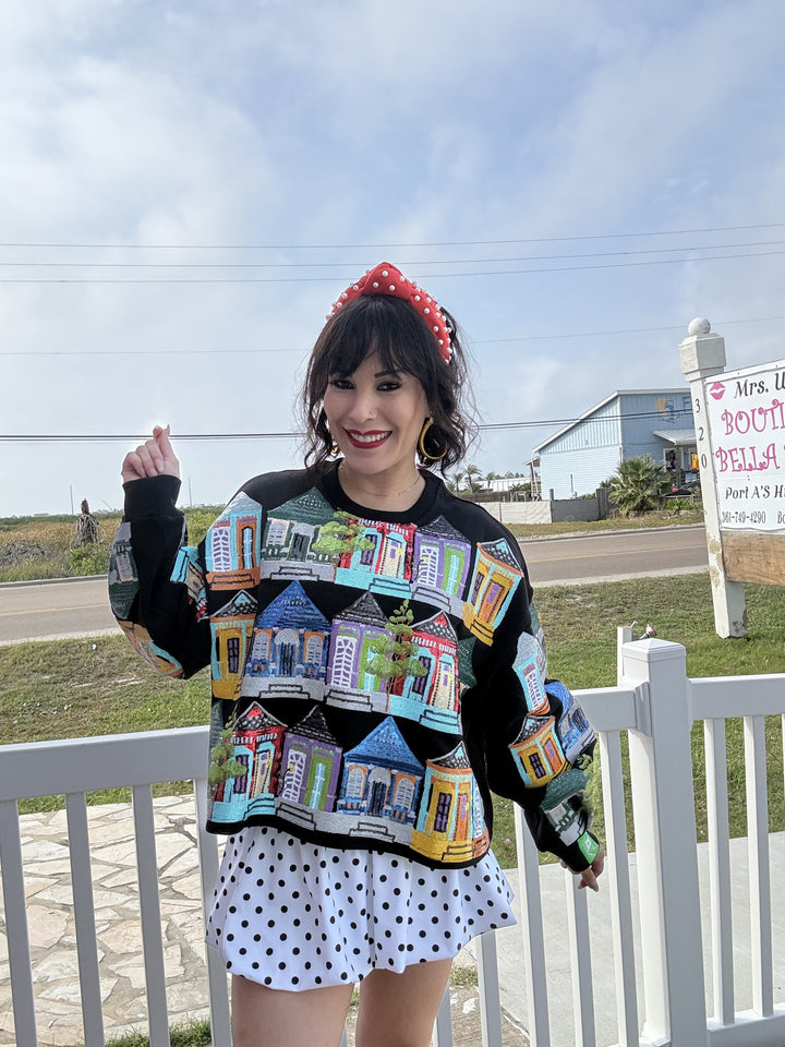 Queen of Sparkles Black Multi Nola Porches Sweatshirt