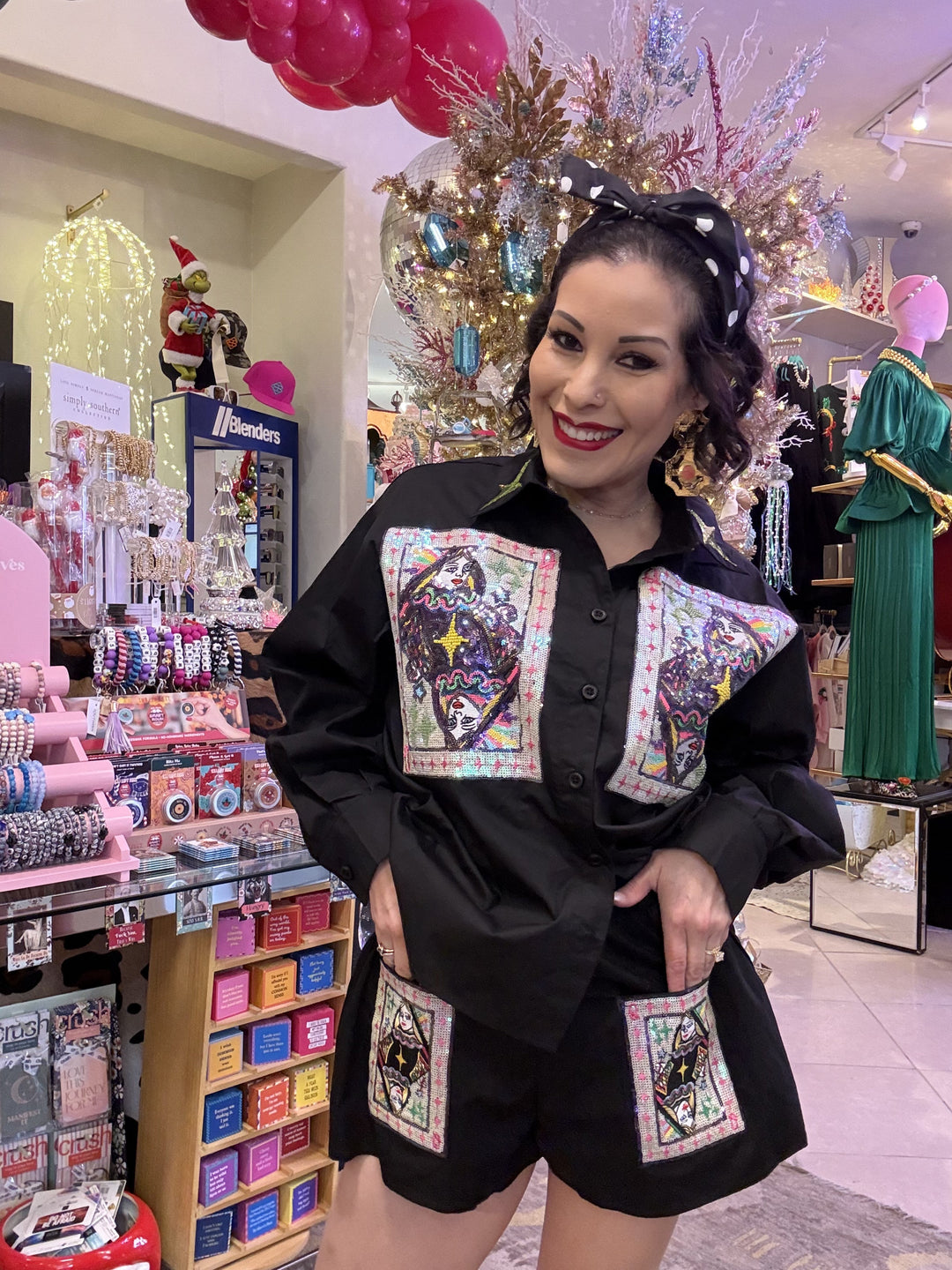 Queen of Sparkles Black Queen Card Cotton Shorts