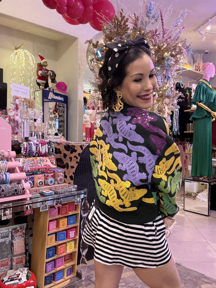 Queen of Sparkles Dark
Green, Purple, Yellow & Green Alligator Sweatshirt