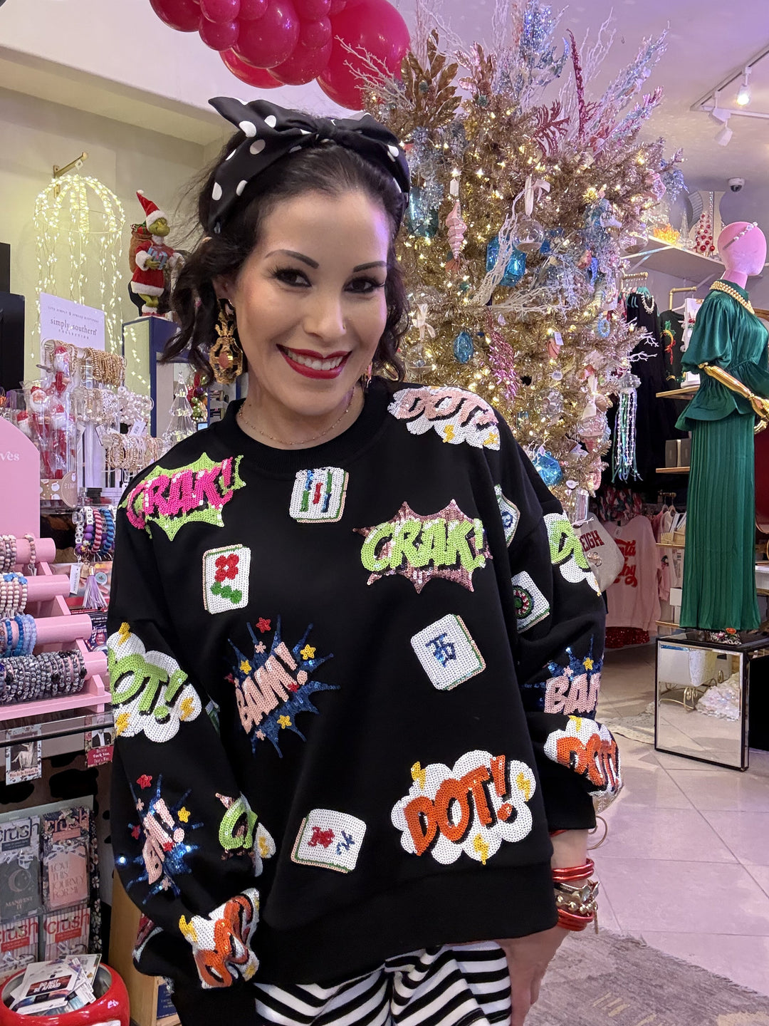 Queen of Sparkles Black Mahjong Icon Sweatshirt