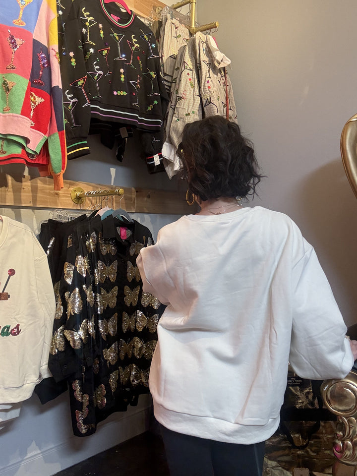 Queen of Sparkles Beige 'Las Vegas' City Icon Sweatshirt