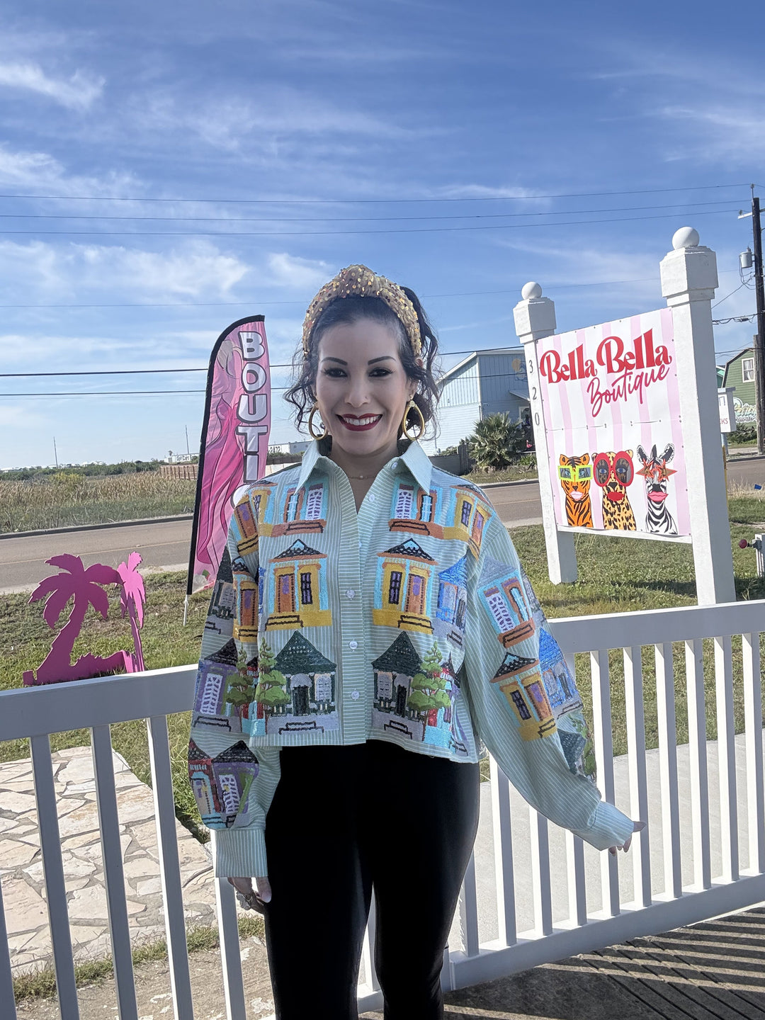 Queen of Sparkles Pale Green Nola Porches Button Up Cotton Top