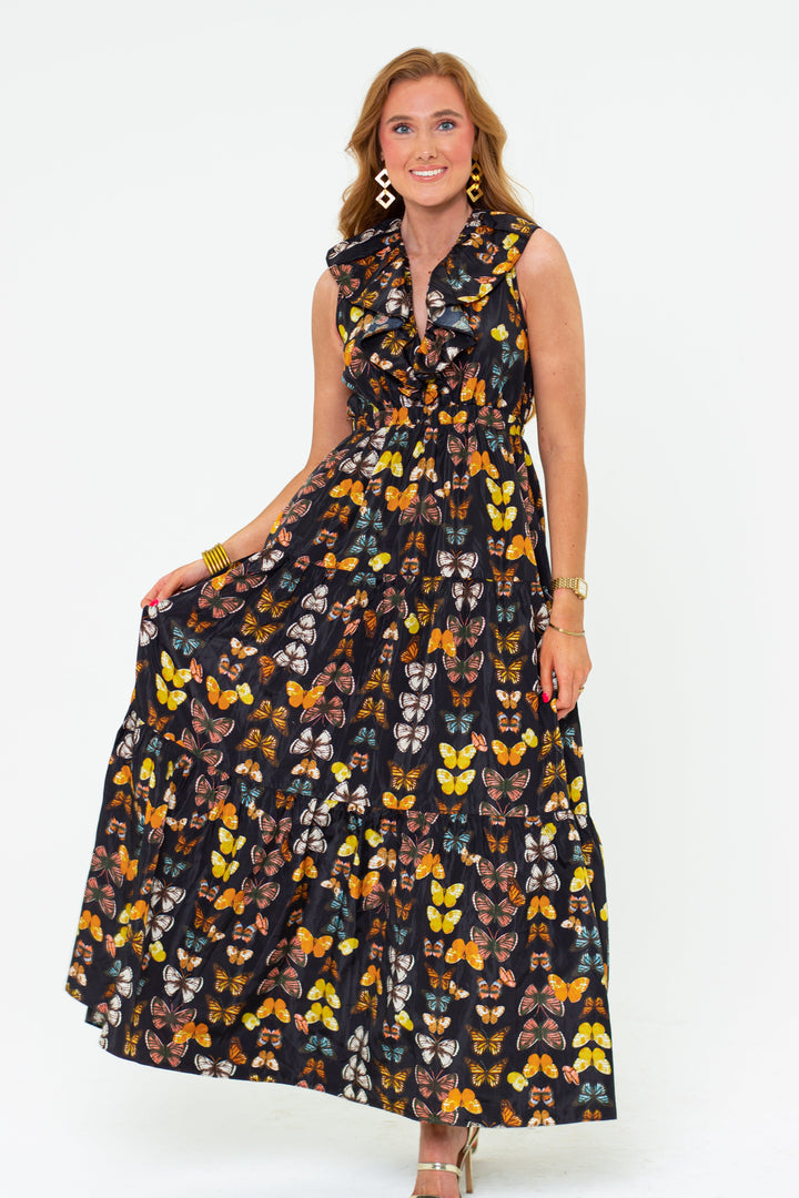 Crawford Ruffle Sleeve Maxi Dress - Mariposa