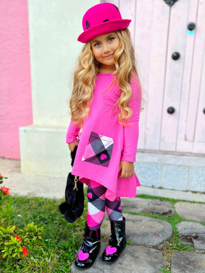 No Hate, Just Love Pink Plaid Legging Set