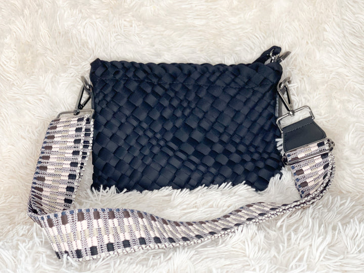 The Bella Woven Neoprene Crossbody - Black