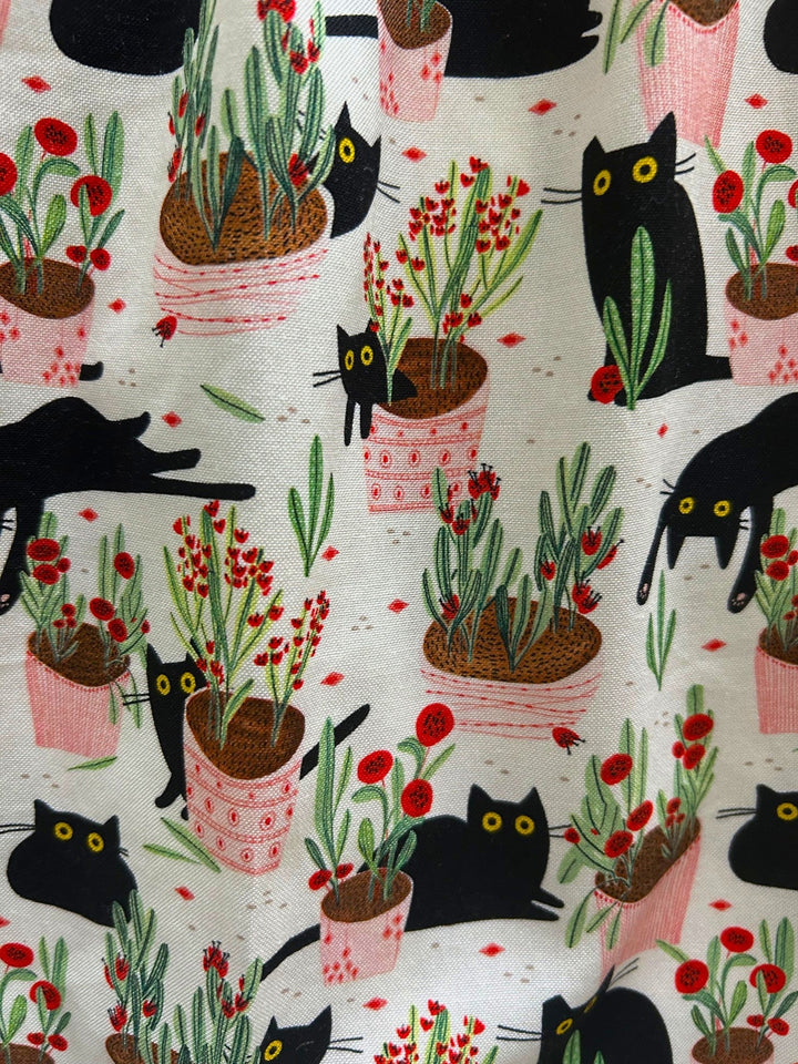 Cats &amp; Plants Collared Dress - Plus Sizes only