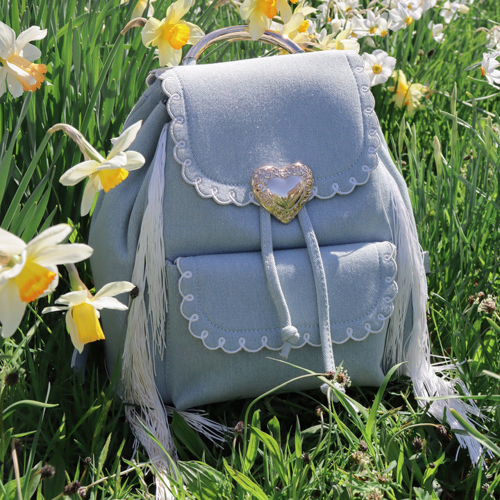 Seaside Sweetheart Fringe Backpack Denim