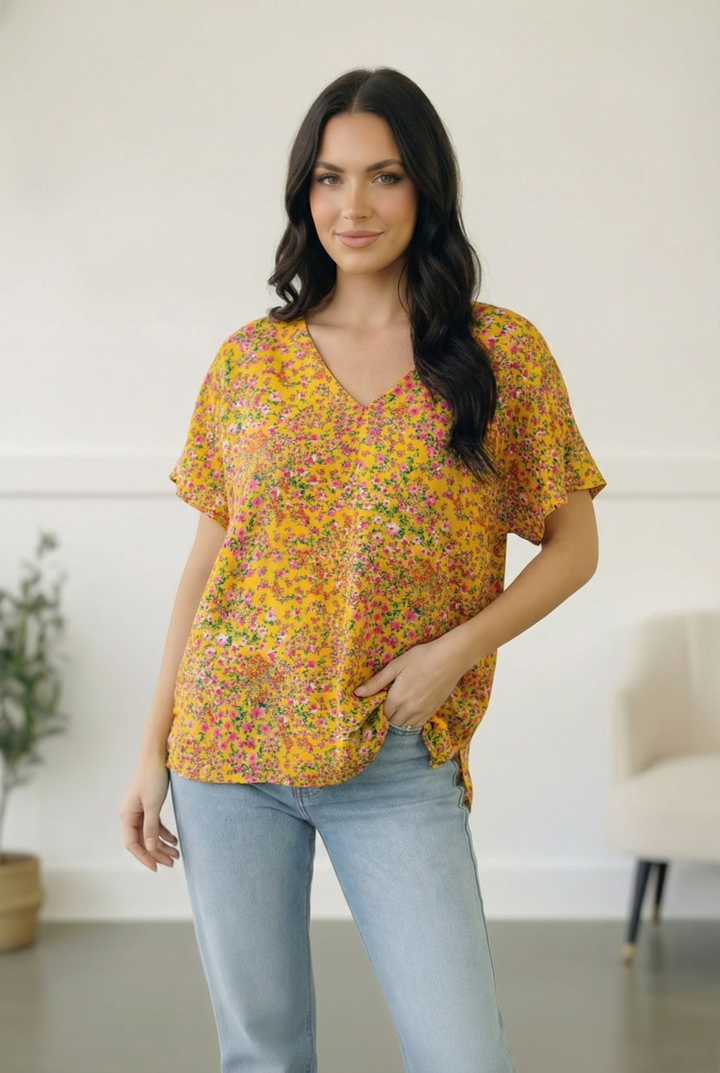 Sunlit Meadow Floral Top