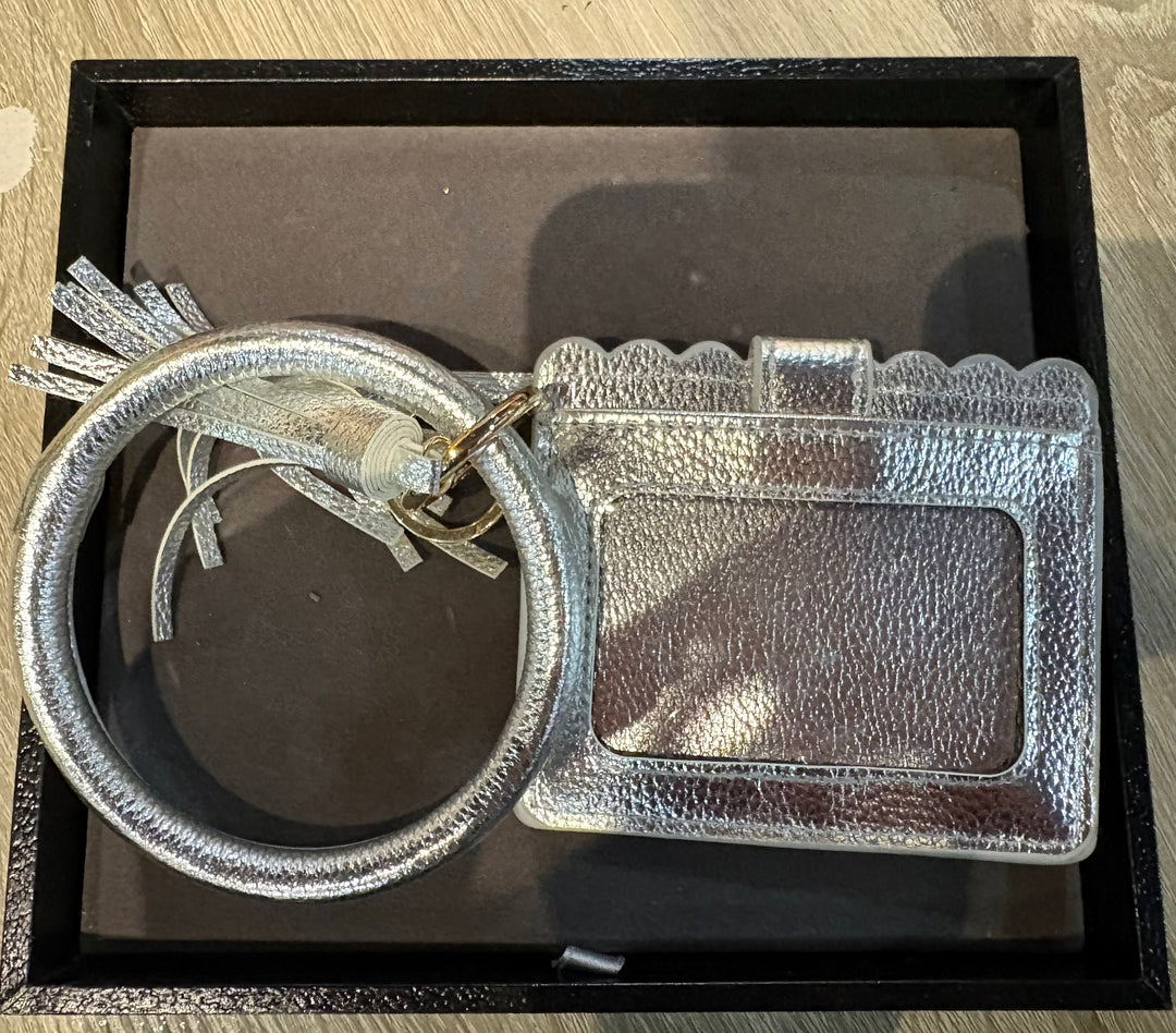 Bangle Style Silver Wristlet With Keychain