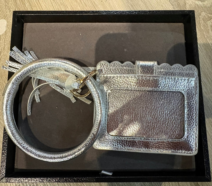 Bangle Style Silver Wristlet With Keychain
