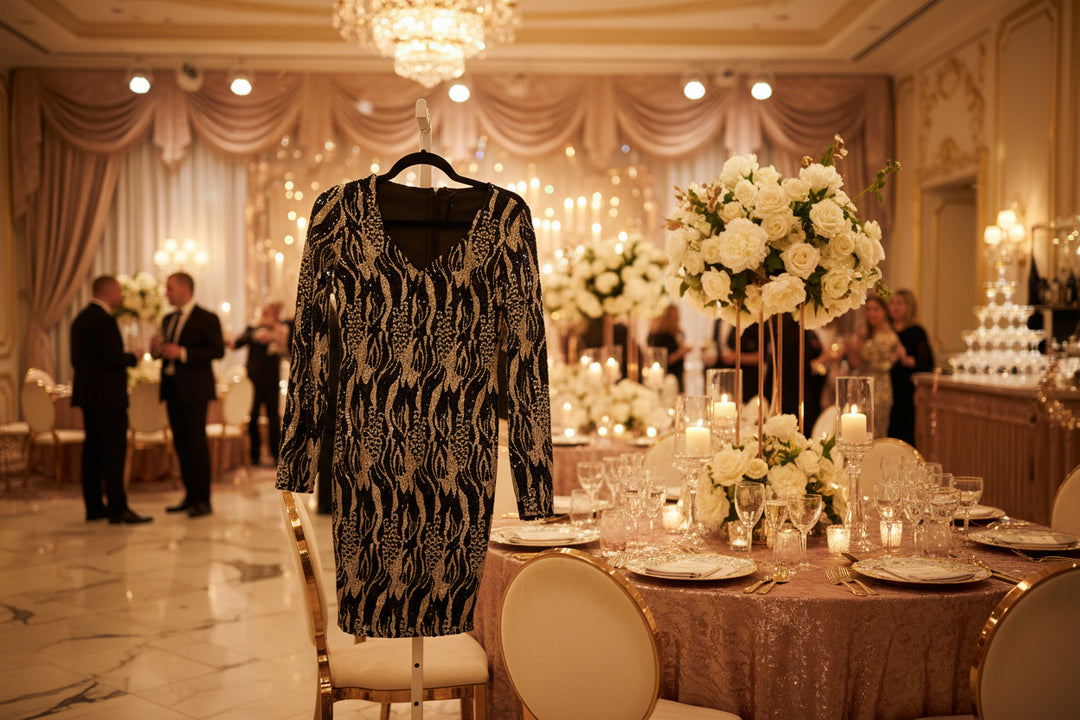 Black and Gold Glitter Dress