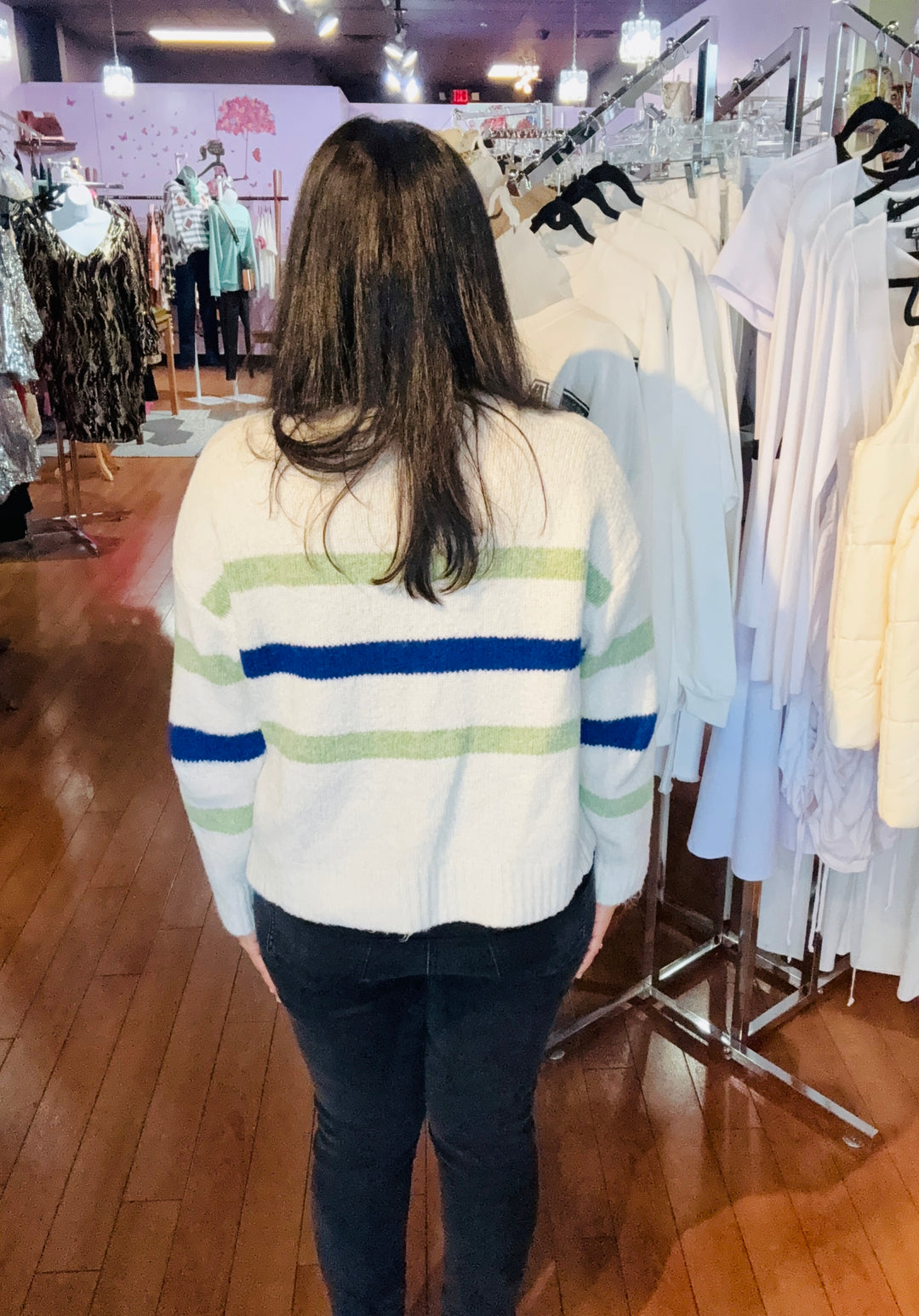 Elegant Striped Open Front Soft Cardigan