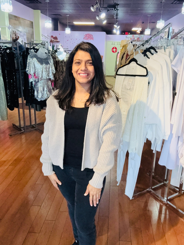 Tan Open Front Cardigan