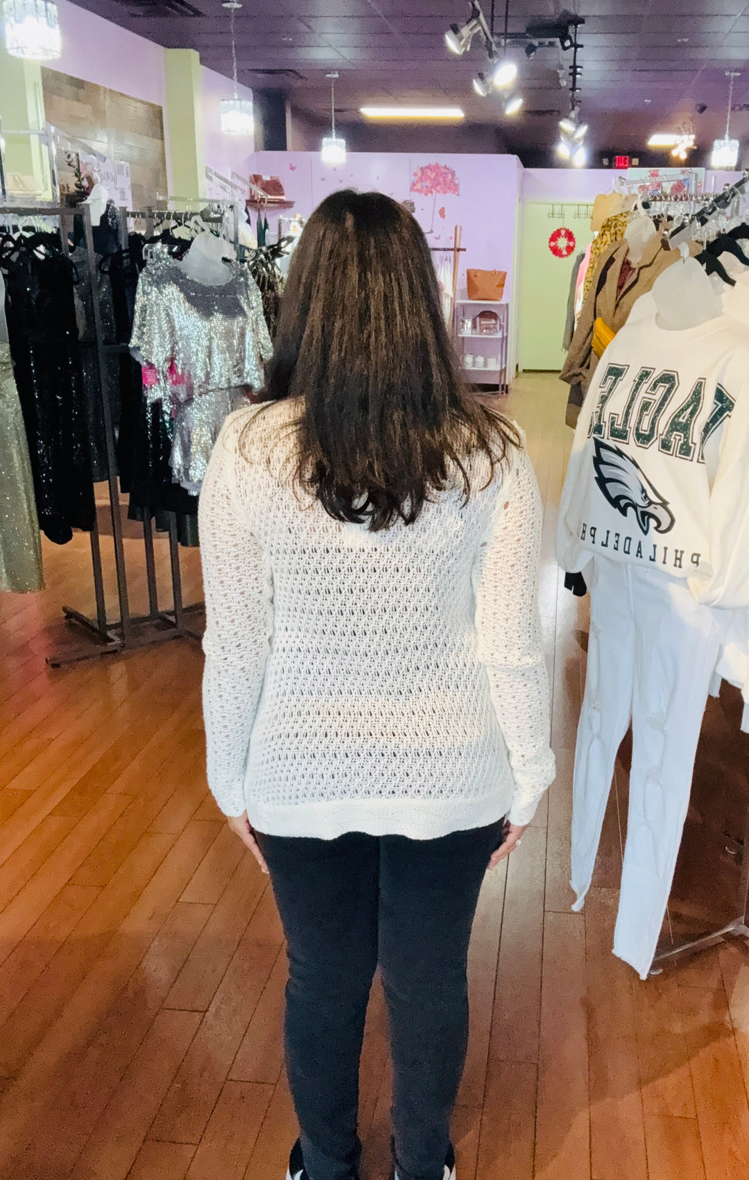 Ivory Mesh Open Front Cardigan