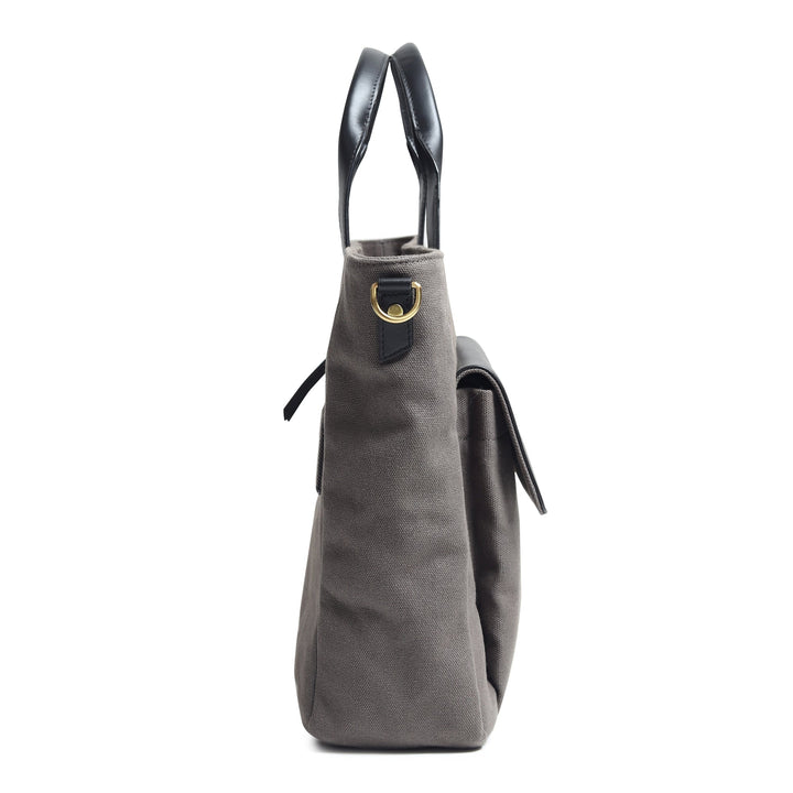 Voyager Canvas Leather Briefcase, Gray