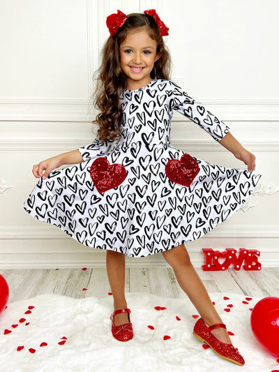 Dressed With Love Sequin Heart Skater Dress