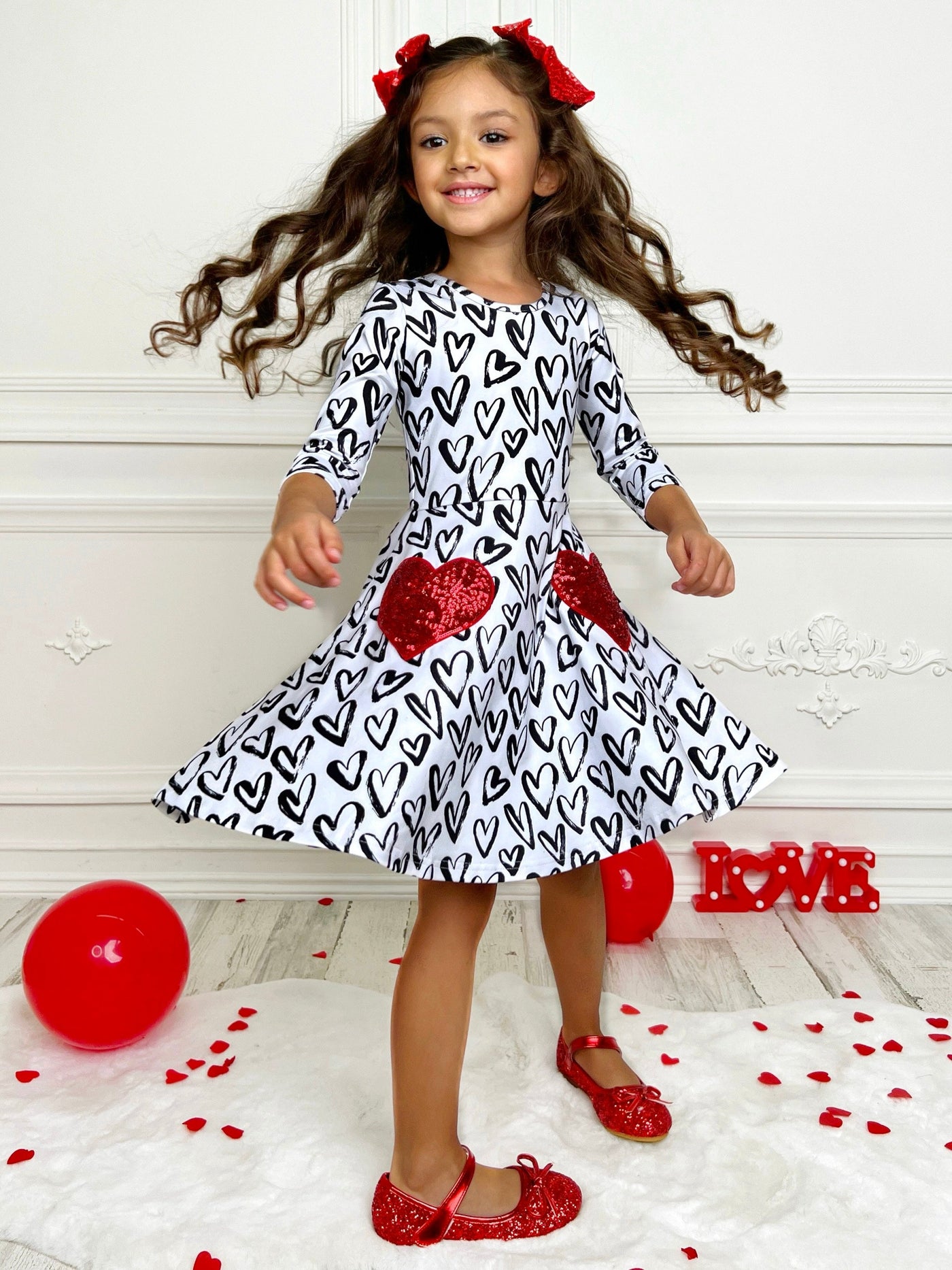 Dressed With Love Sequin Heart Skater Dress