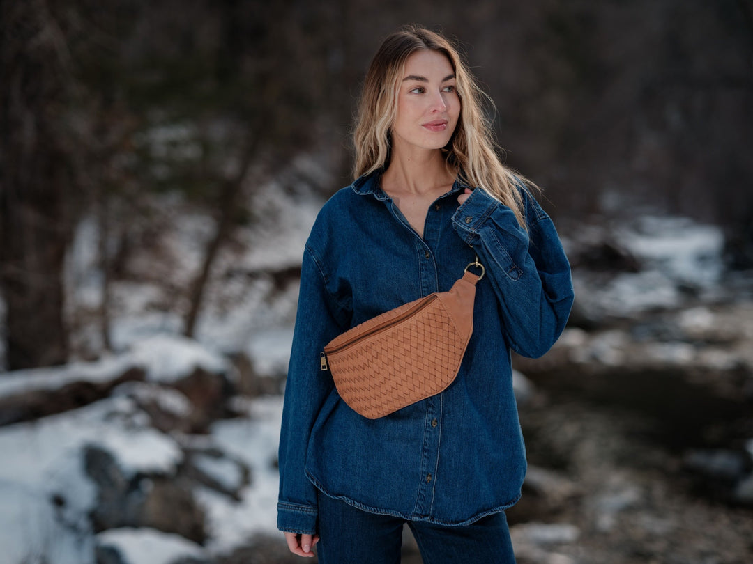 Haleiwa Woven Leather Crossbody Bag