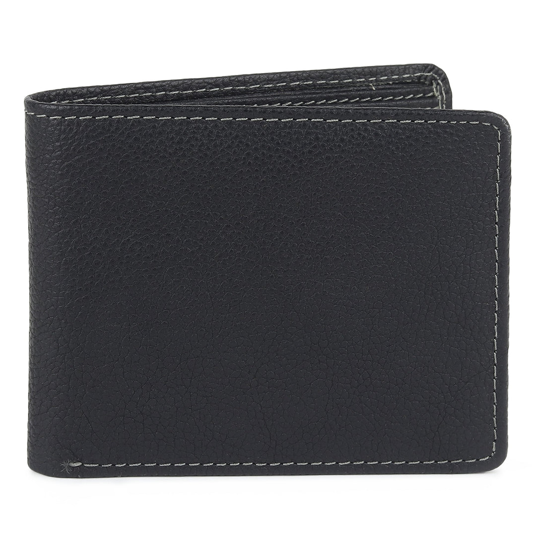 Black Textured Leather Mens Wallet
