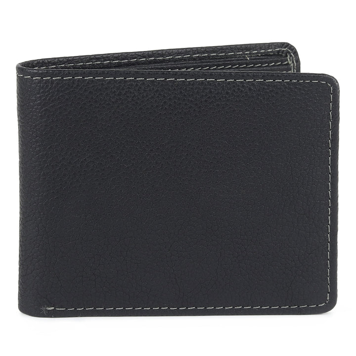 Black Textured Leather Mens Wallet
