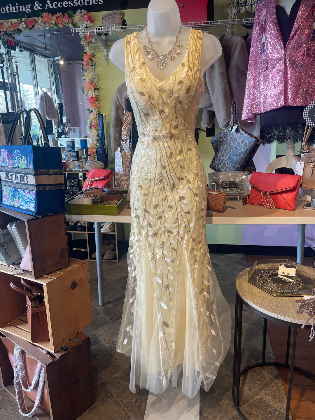 Gold Beige Long Gown