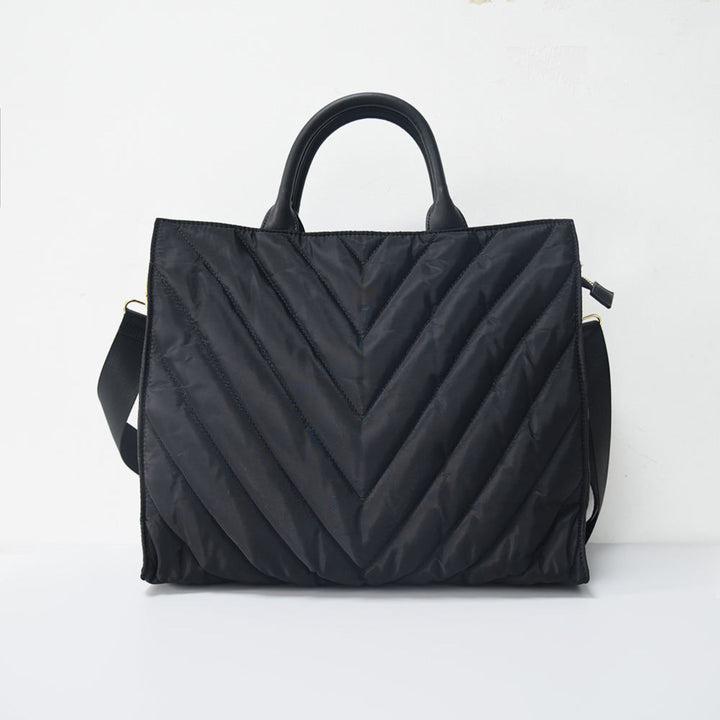The Carmen | Chevron Stripe Large Puffer Tote