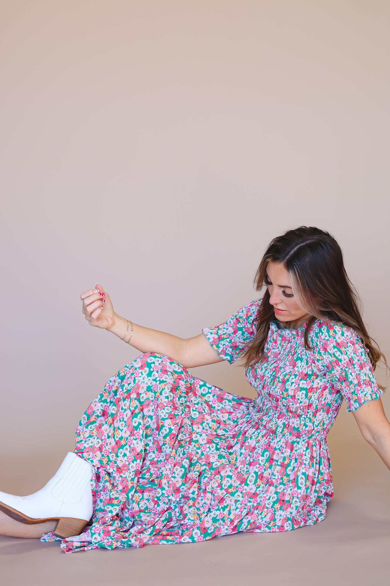 Trish Dress in Green Floral