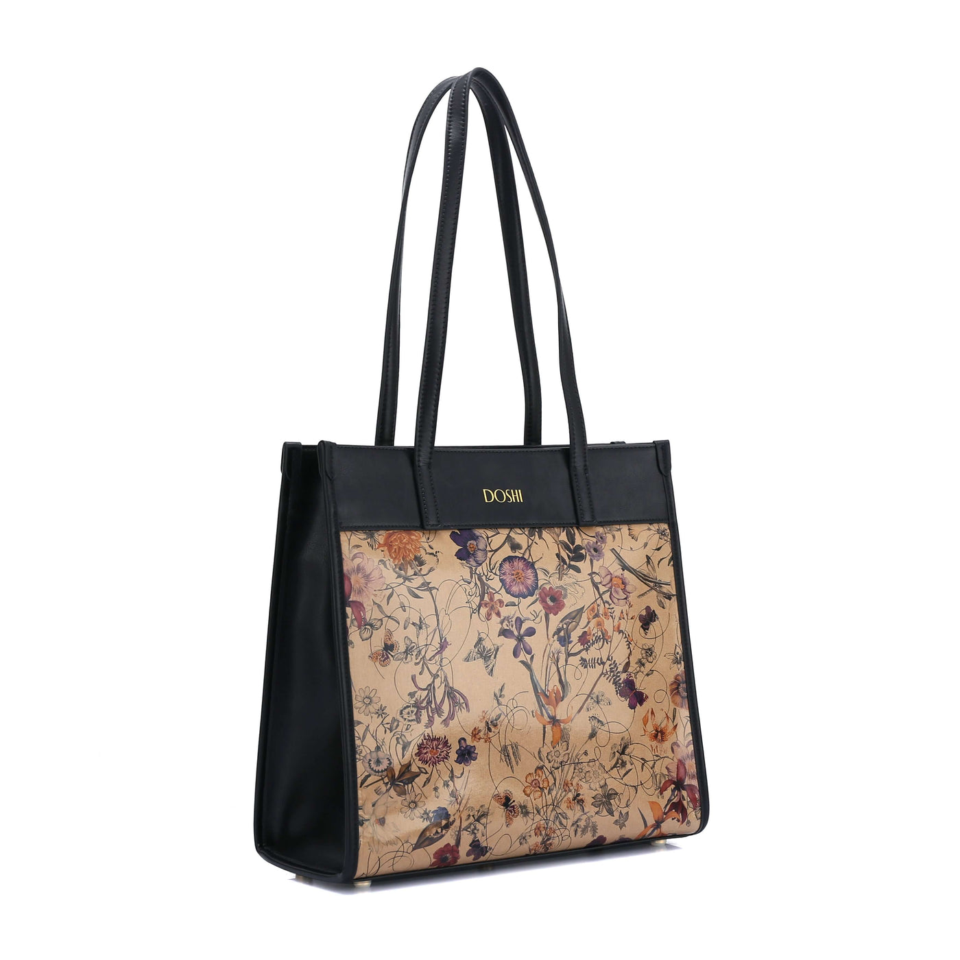 Portrait Tote 2 - Floral Kraft Paper Vegan Tote