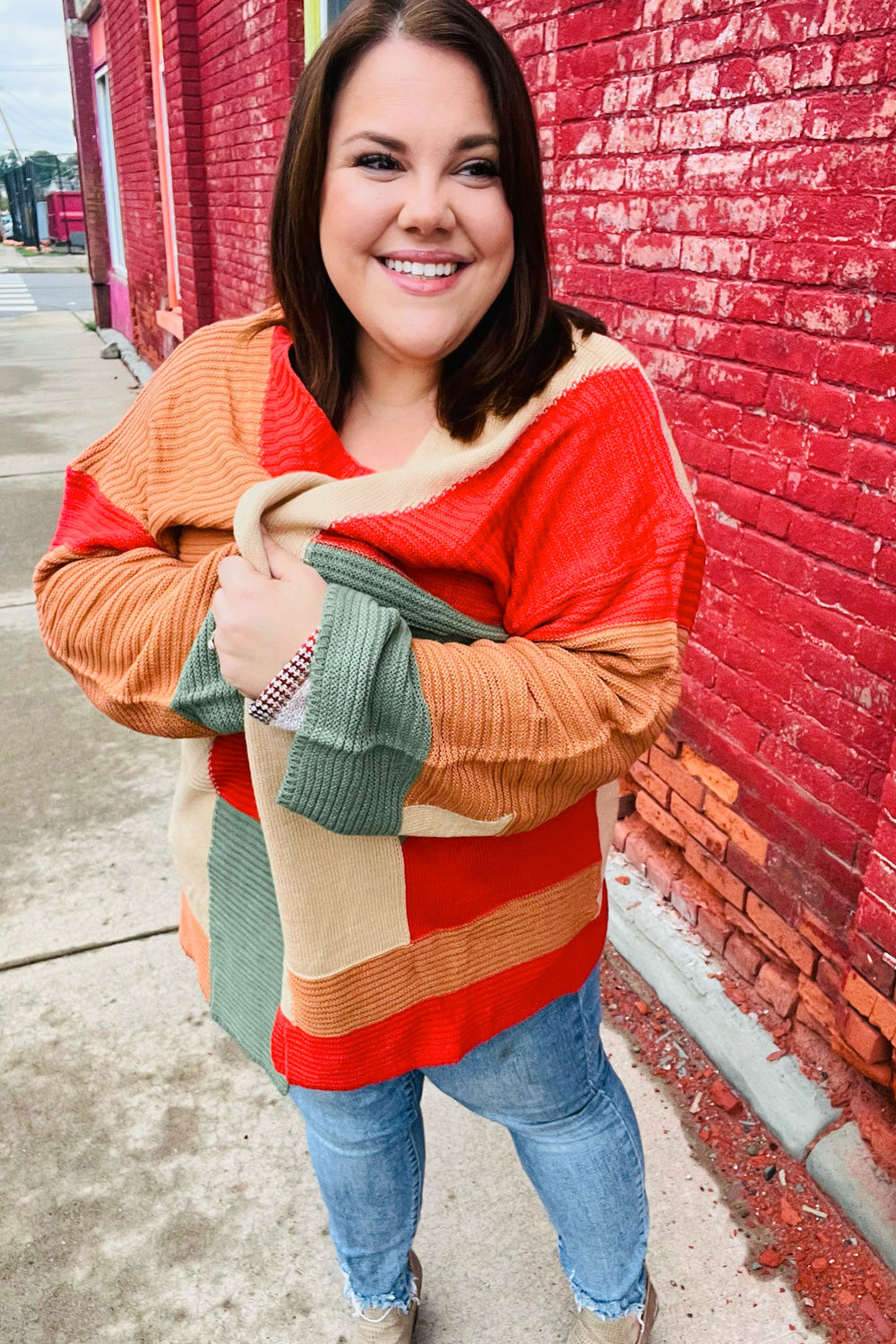 Latte Ready Rust & Taupe Color Block Open Knit Cardigan - Sybaritic Bags & Clothing