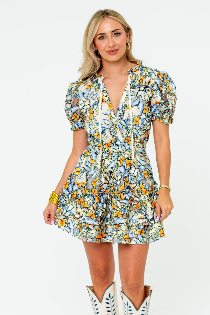 Clementine Elastic Waist Mini Dress - Meadow