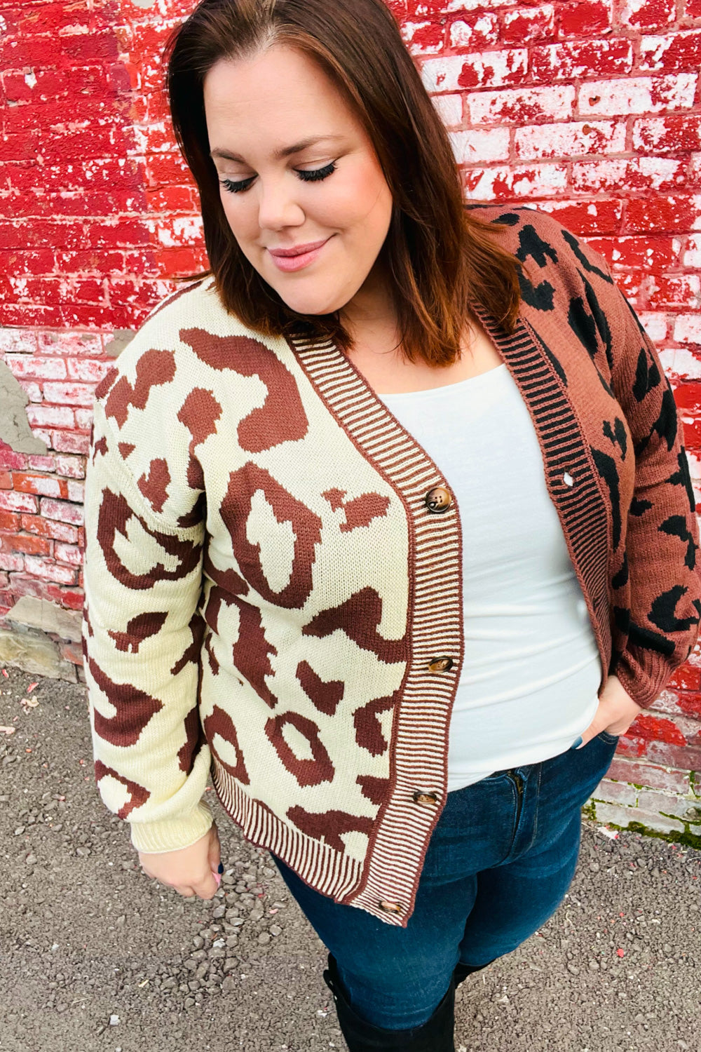 Taupe & Sepia Leopard Print Color Block Cardigan - Sybaritic Bags & Clothing