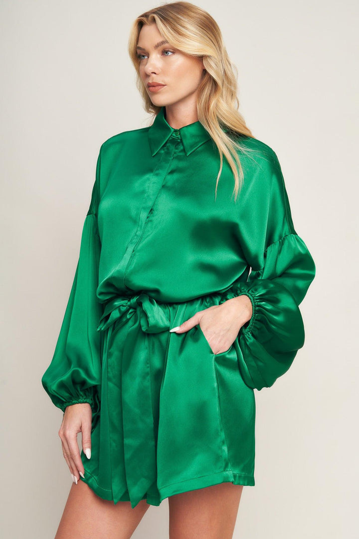 CELEBRATION TIME WOVEN SATIN ROMPER