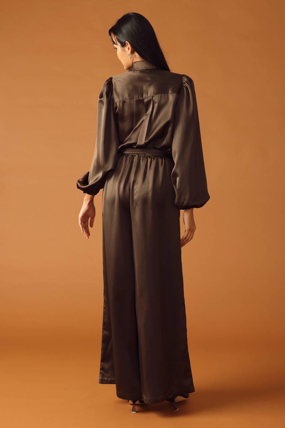 MOONFLOWER BROWN WOVEN JUMPSUIT