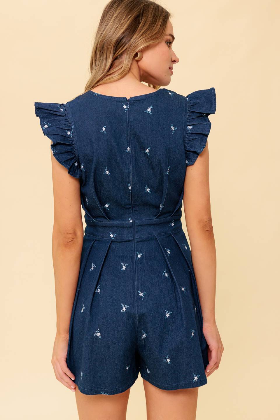 THE FELICITY DARK INDIGO WOVEN ROMPER